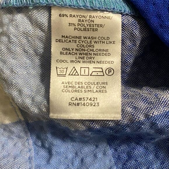 LOFT Blue Plaid Keyhole Peplum Lightweight Halter Top NWT Size Extra Large - Picture 6 of 7